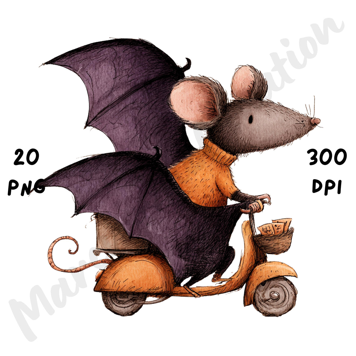 Whimsical Halloween Mouse Clipart