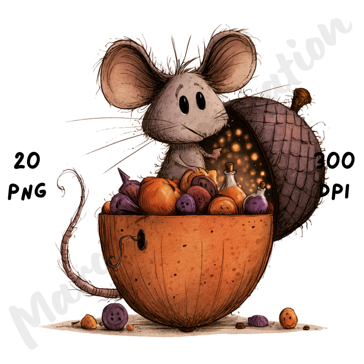Whimsical Halloween Mouse Clipart