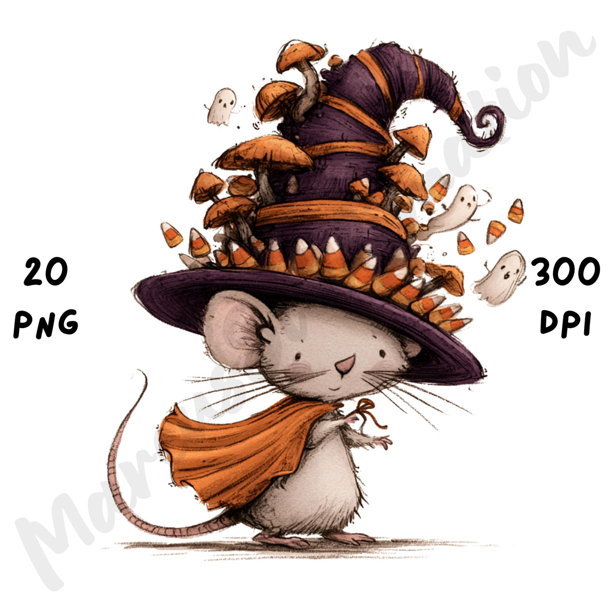 Whimsical Halloween Mouse Clipart