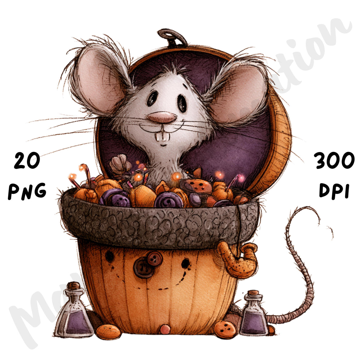 Whimsical Halloween Mouse Clipart