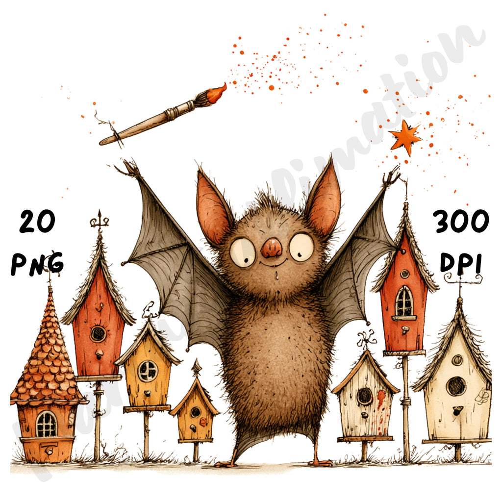 Whimsical Halloween Bat Clipart