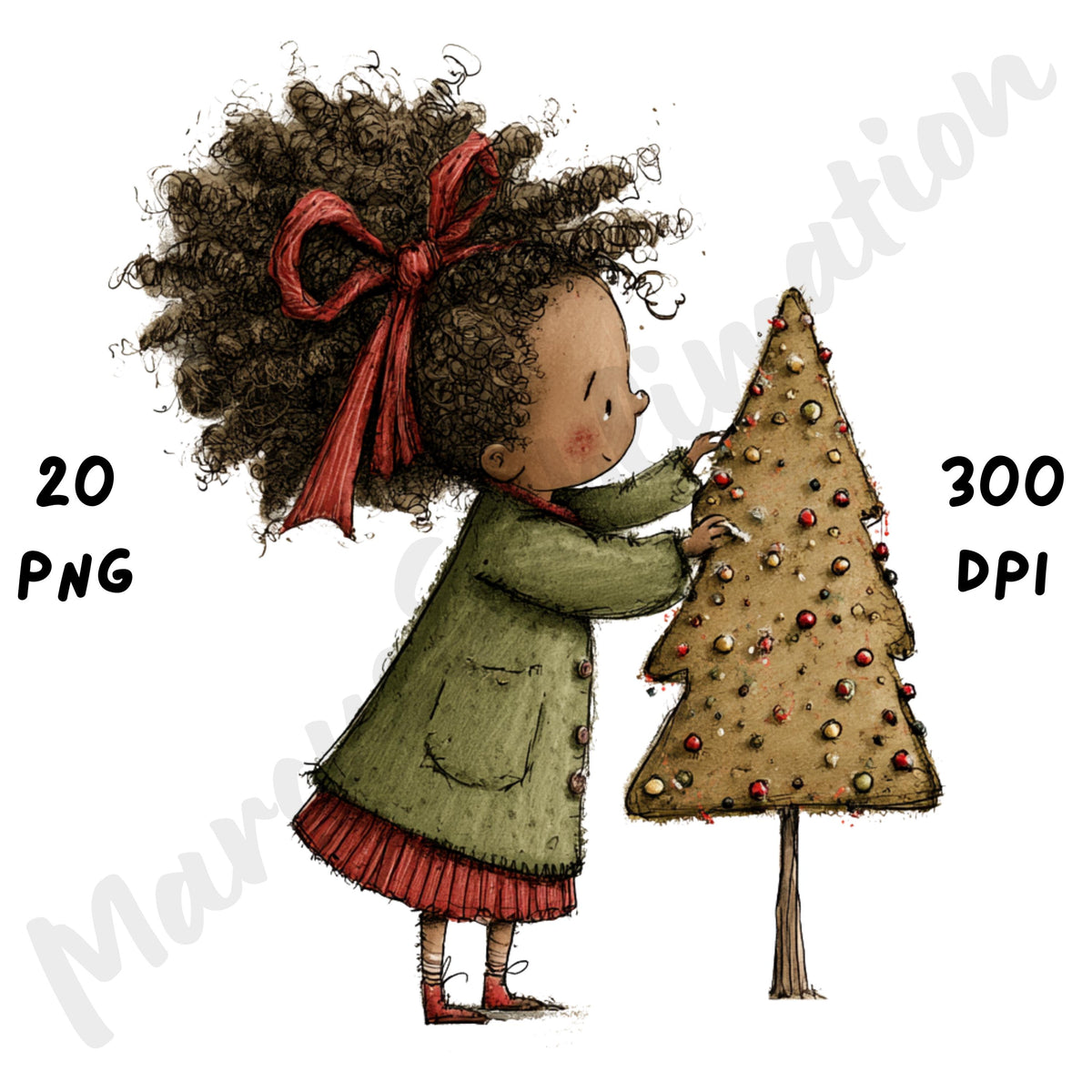Christmas Black Girl Clipart