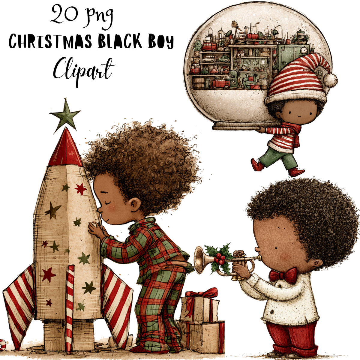 Christmas Black Boy Clipart