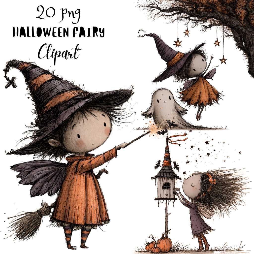 Whimsical Halloween Fairy Clipart