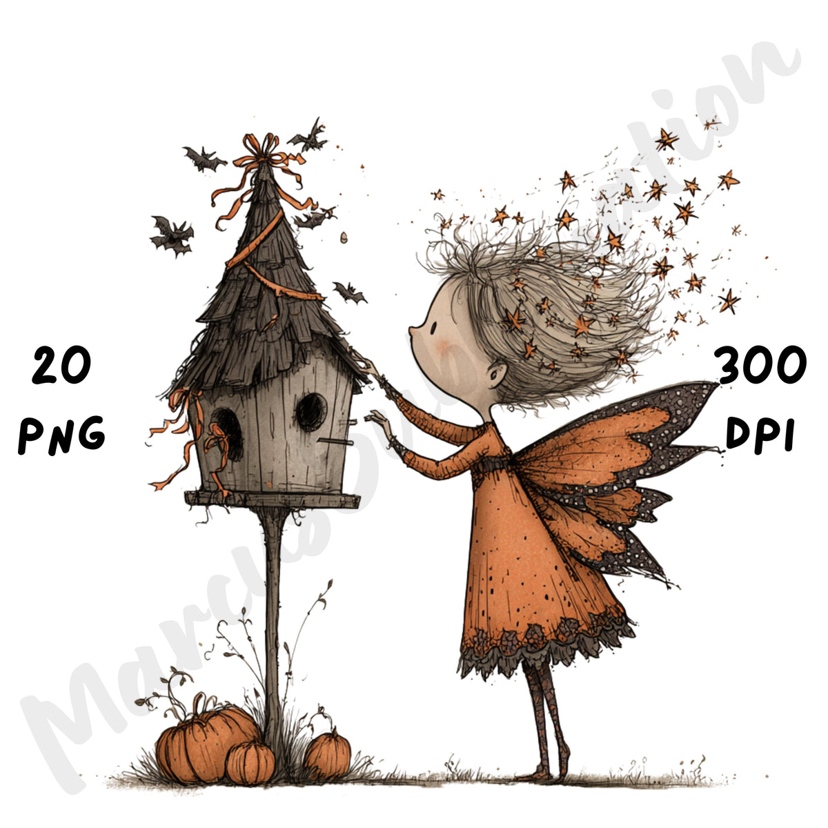 Whimsical Halloween Fairy Clipart