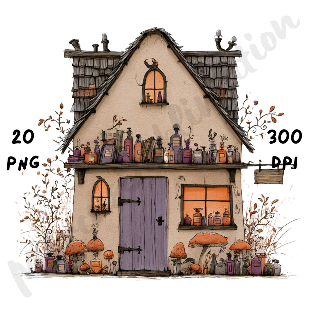 Whimsical Halloween House Clipart