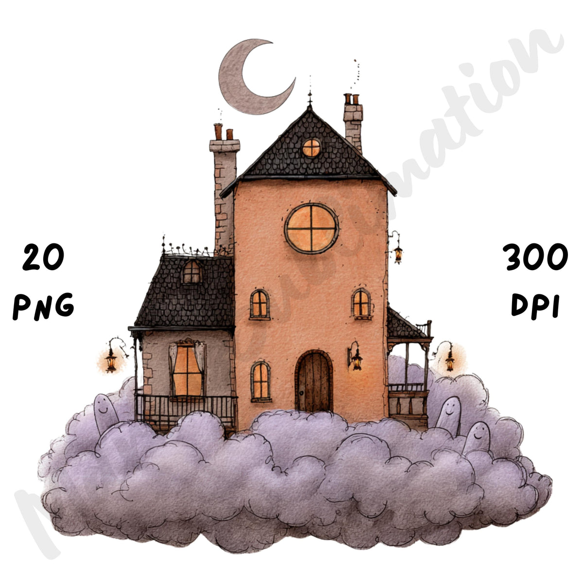 Whimsical Halloween House Clipart
