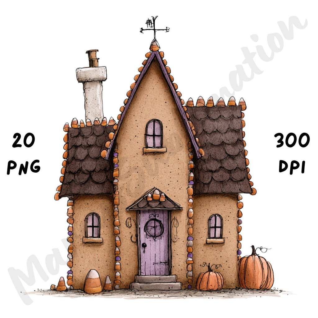Whimsical Halloween House Clipart
