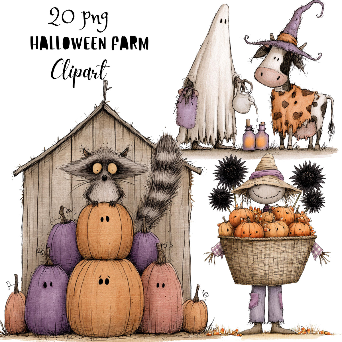 Whimsical Halloween Farm Clipart
