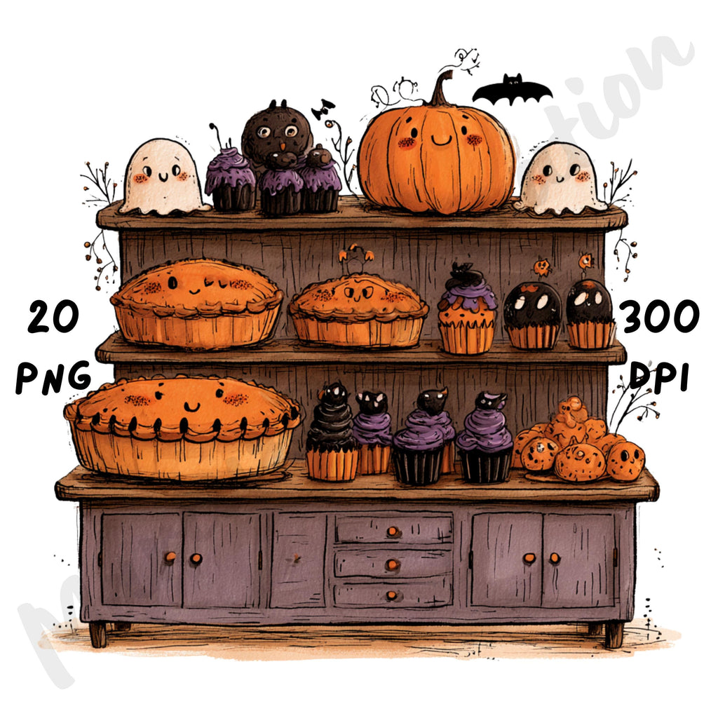 Whimsical Halloween Bakery Clipart