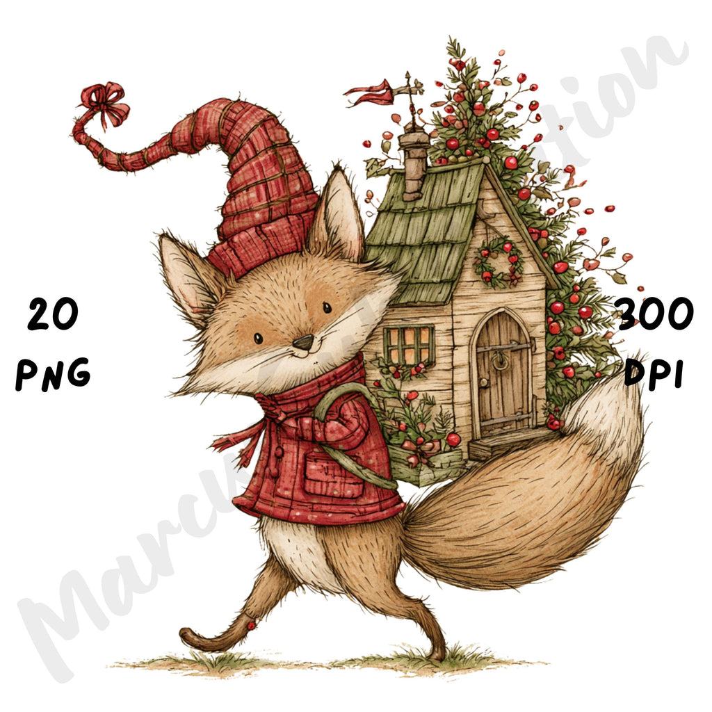 Christmas Fox Clipart