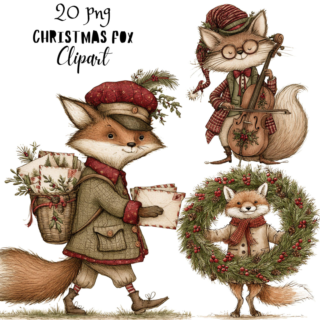Christmas Fox Clipart