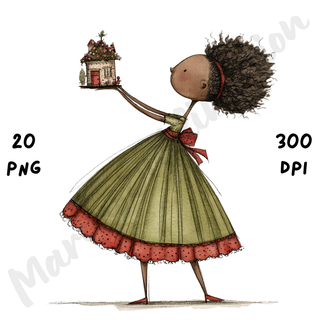 Christmas Black Girl Clipart
