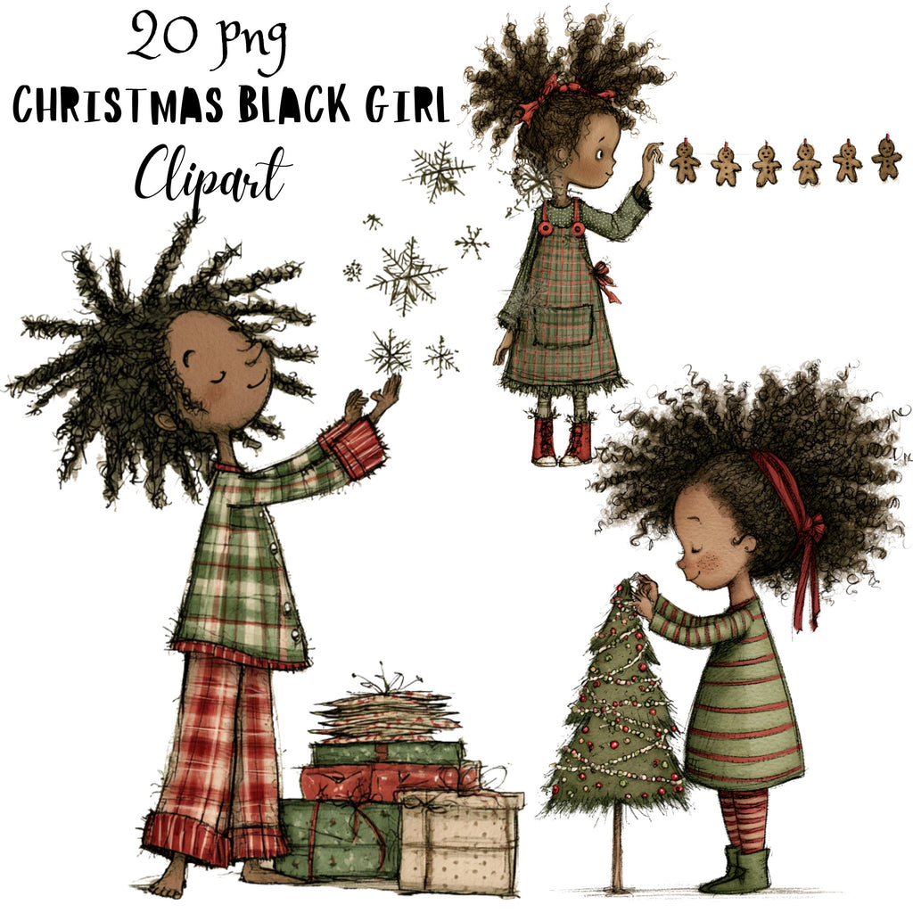 Christmas Black Girl Clipart