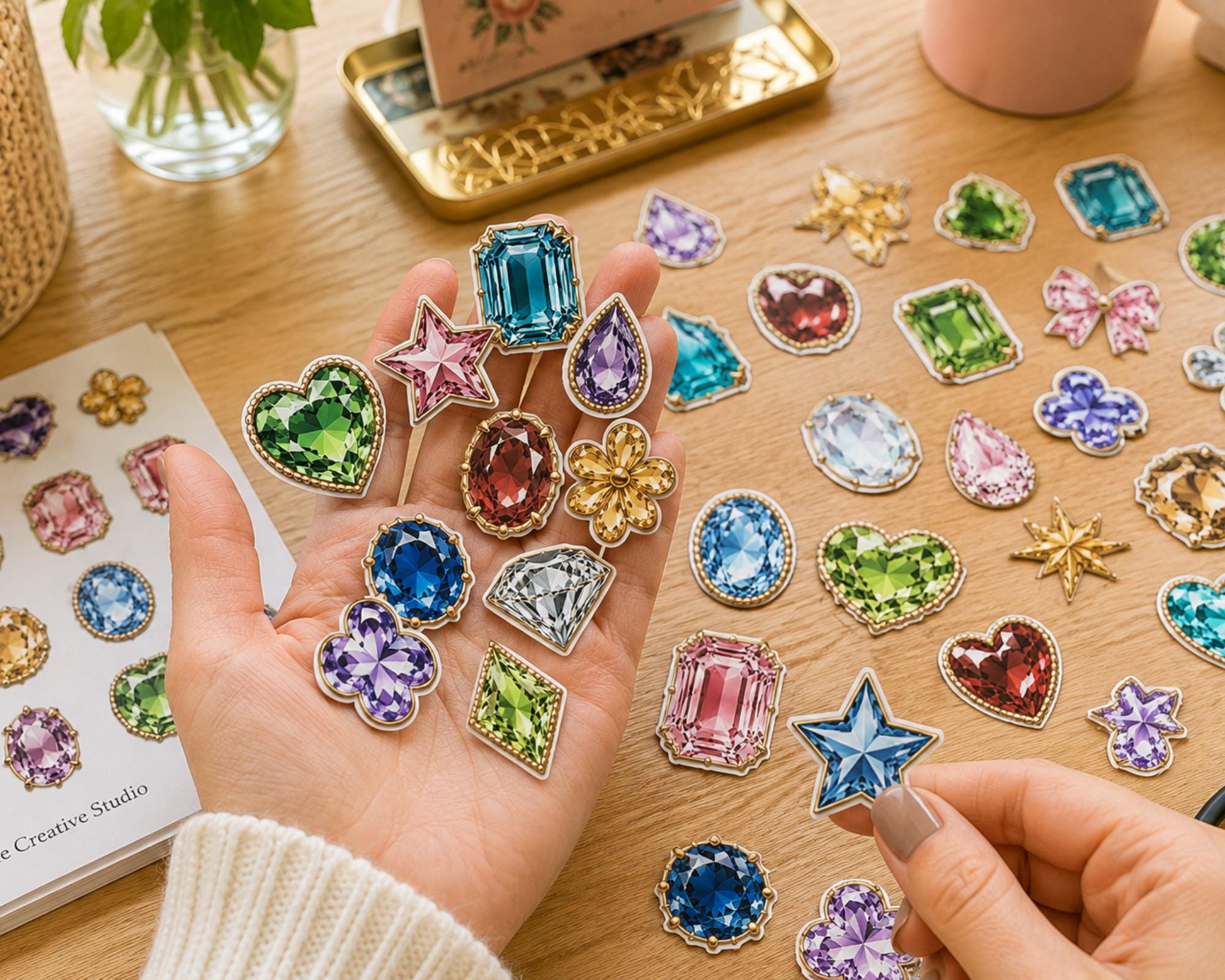 180+ Gemstone Fussy Cuts Printable, Jewel Crystal Ephemera, Colorful Gem Cut Outs for Junk Journal, Scrapbook, Collage & Paper Crafts