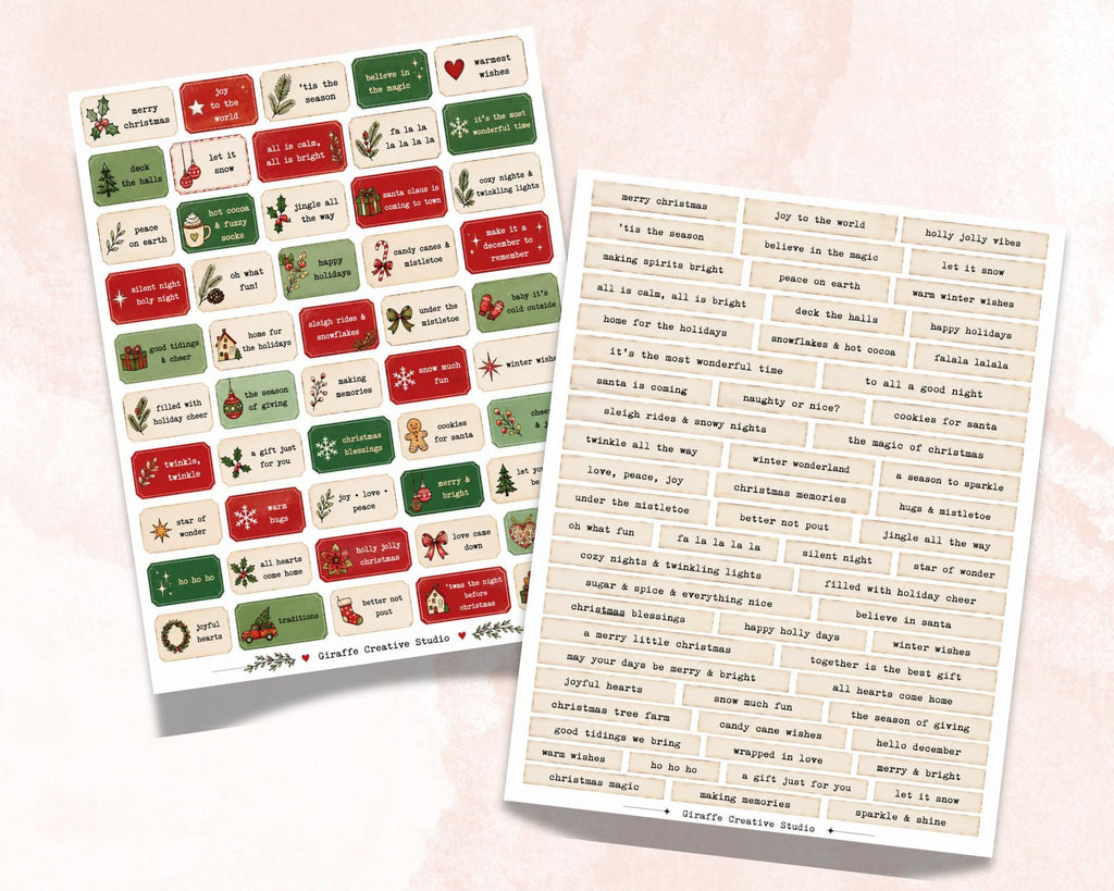 300+ Christmas Phrase Fussy Cuts Printable, Holiday Words & Quote Strips, Festive Text Ephemera for Journal, Scrapbook, Collage Card Making