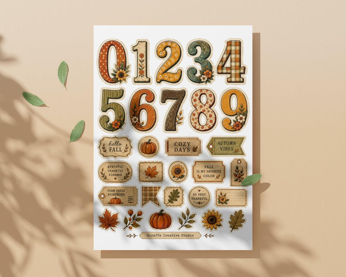 230+ Fall Alphabet & Numbers Printable, Autumn Letters and Numbers Fussy Cuts, Typography for Junk Journal, Scrapbook, Collage Crafts