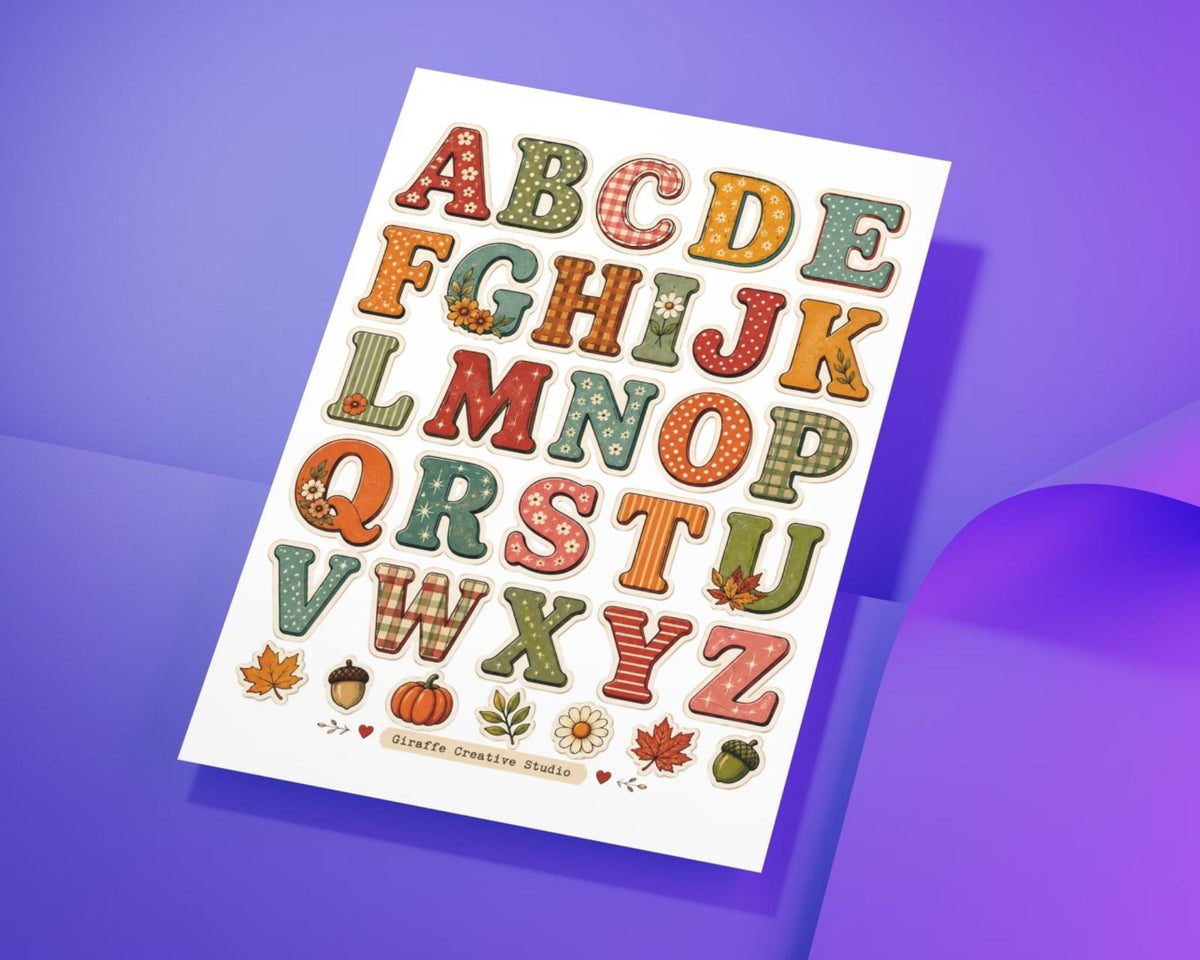 230+ Fall Alphabet & Numbers Printable, Autumn Letters and Numbers Fussy Cuts, Typography for Junk Journal, Scrapbook, Collage Crafts