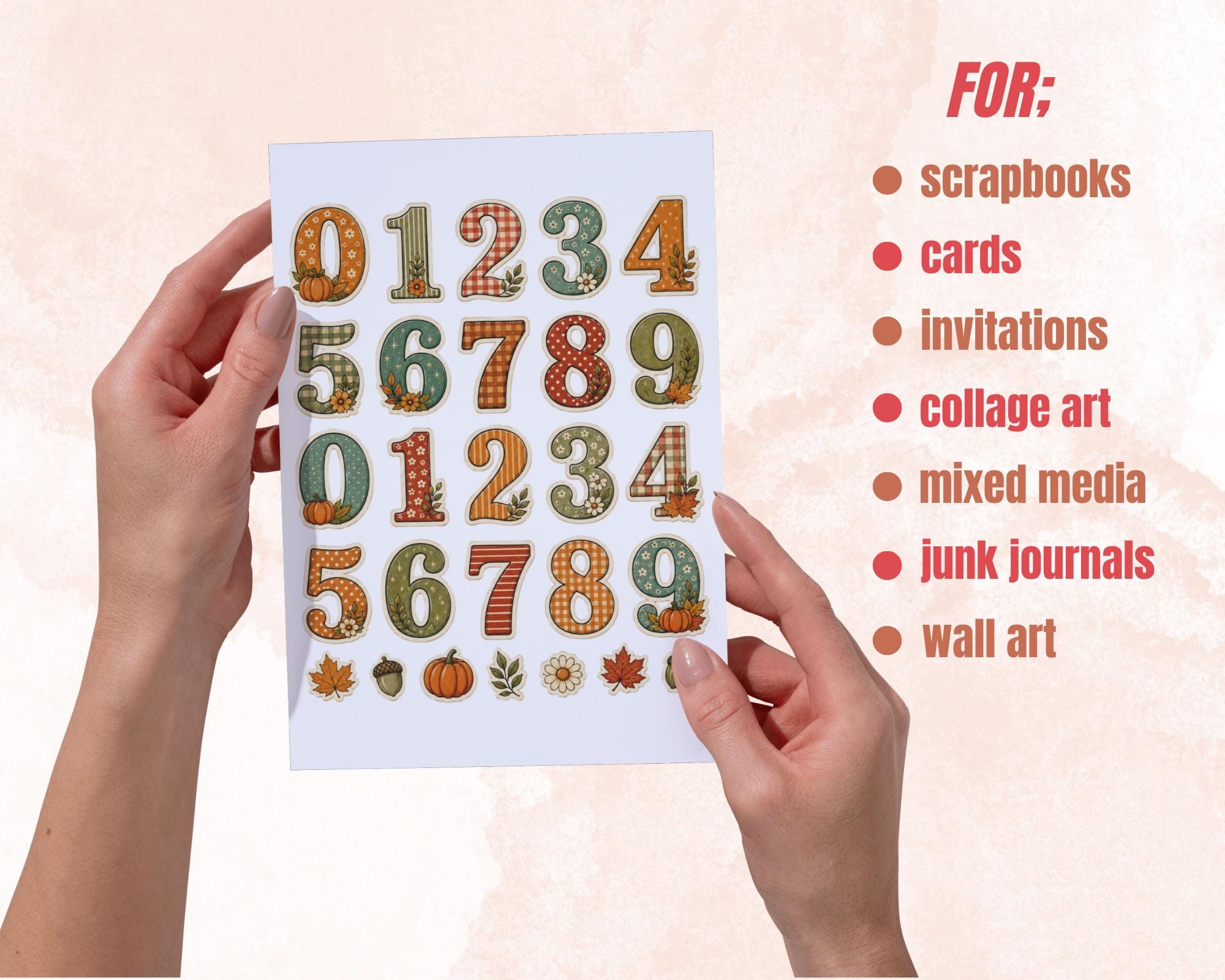 230+ Fall Alphabet & Numbers Printable, Autumn Letters and Numbers Fussy Cuts, Typography for Junk Journal, Scrapbook, Collage Crafts