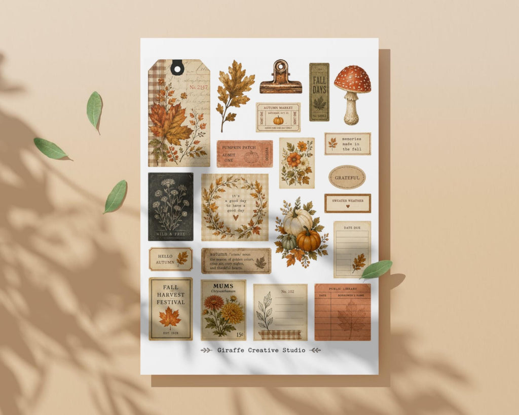 120+ Autumn Ephemera Fussy Cuts Printable, Fall Junk Journal Cut Outs, Seasonal Collage Elements for Scrapbook, Card Making & Paper Crafts