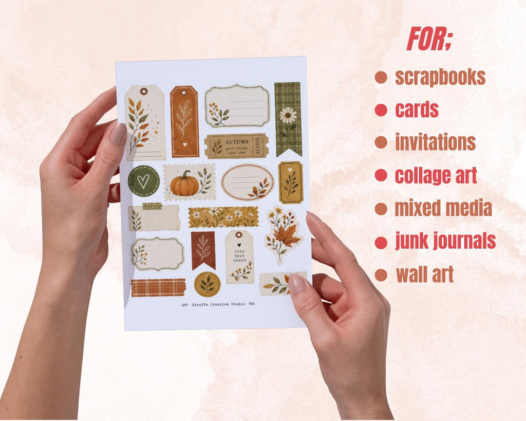 120+ Autumn Ephemera Fussy Cuts Printable, Fall Junk Journal Cut Outs, Seasonal Collage Elements for Scrapbook, Card Making & Paper Crafts