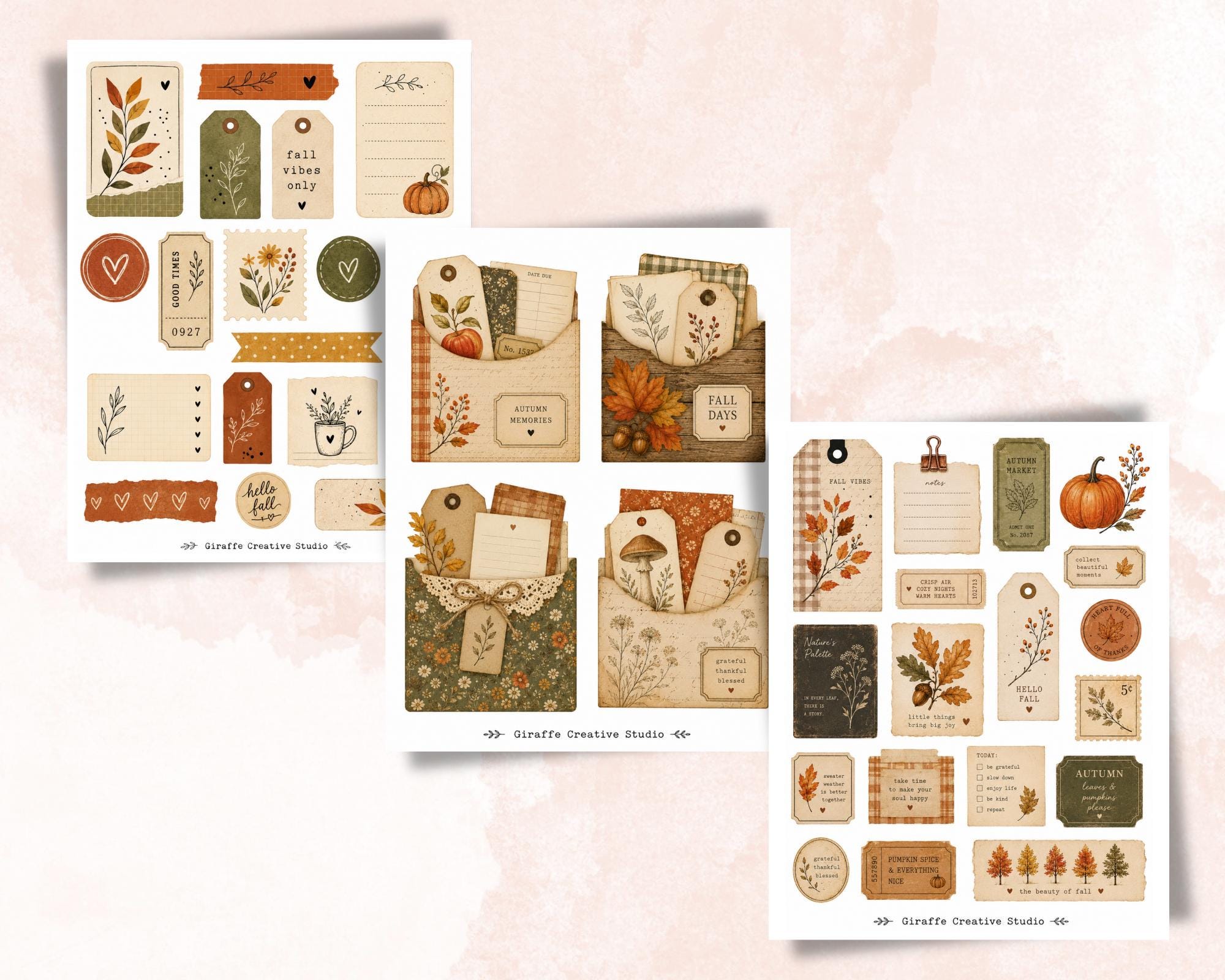 120+ Autumn Ephemera Fussy Cuts Printable, Fall Junk Journal Cut Outs, Seasonal Collage Elements for Scrapbook, Card Making & Paper Crafts