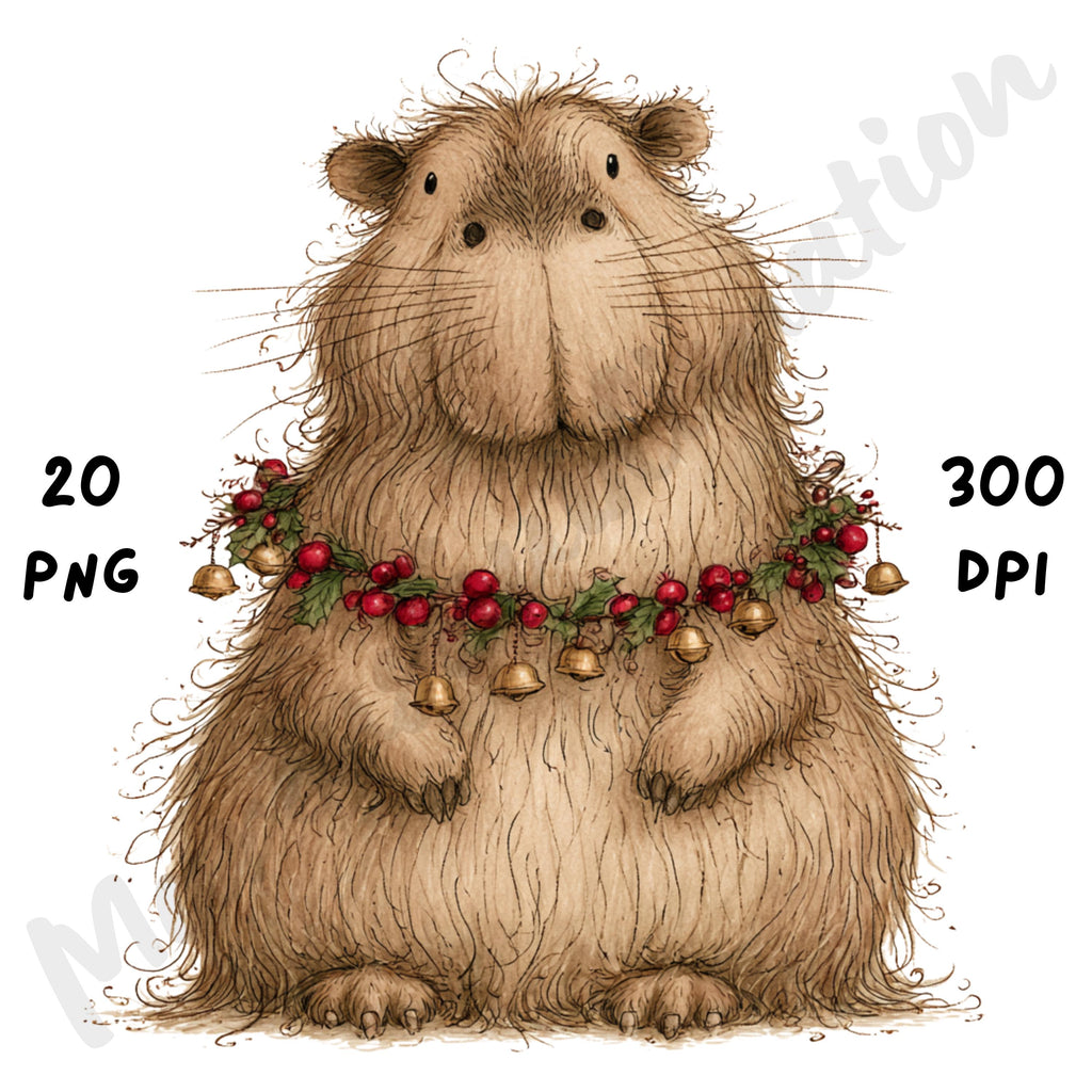 Christmas Capybara Clipart