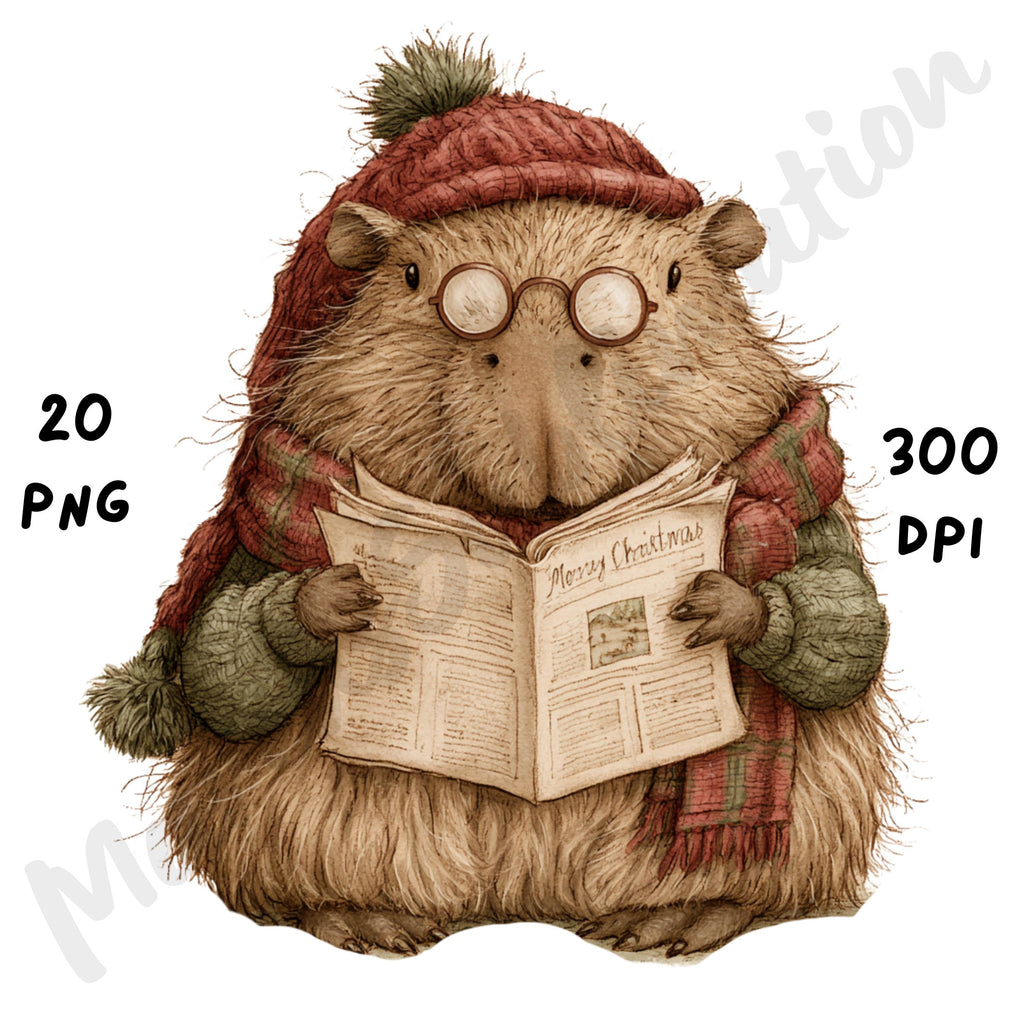 Christmas Capybara Clipart