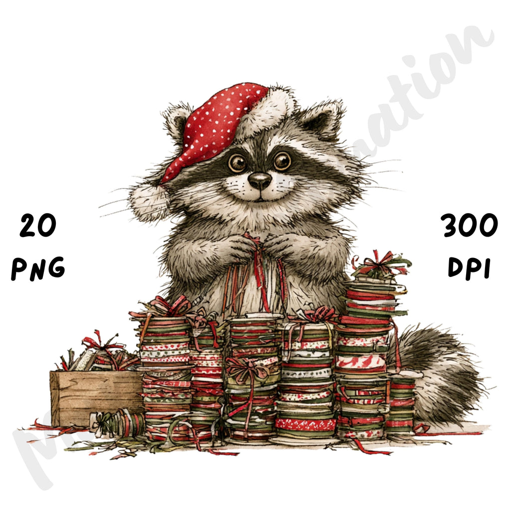 Christmas Raccoon Clipart