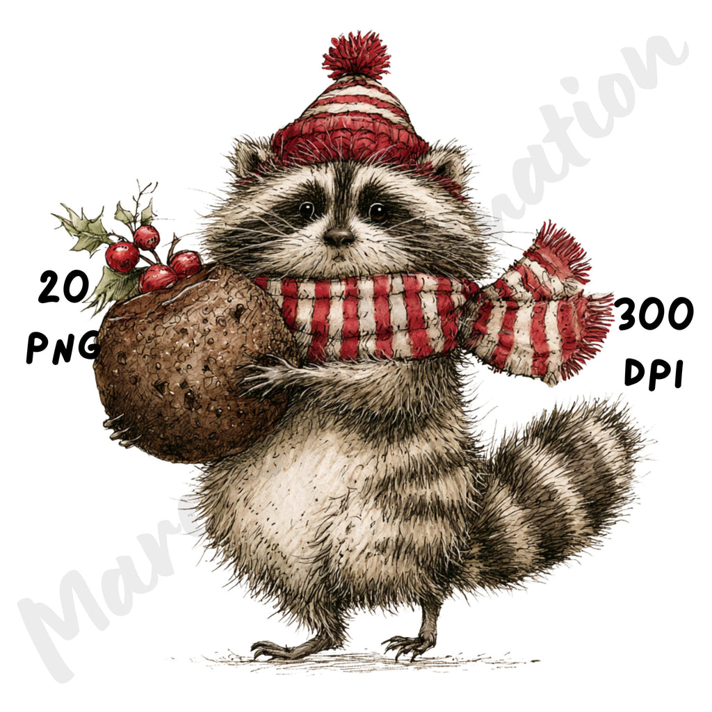 Christmas Raccoon Clipart