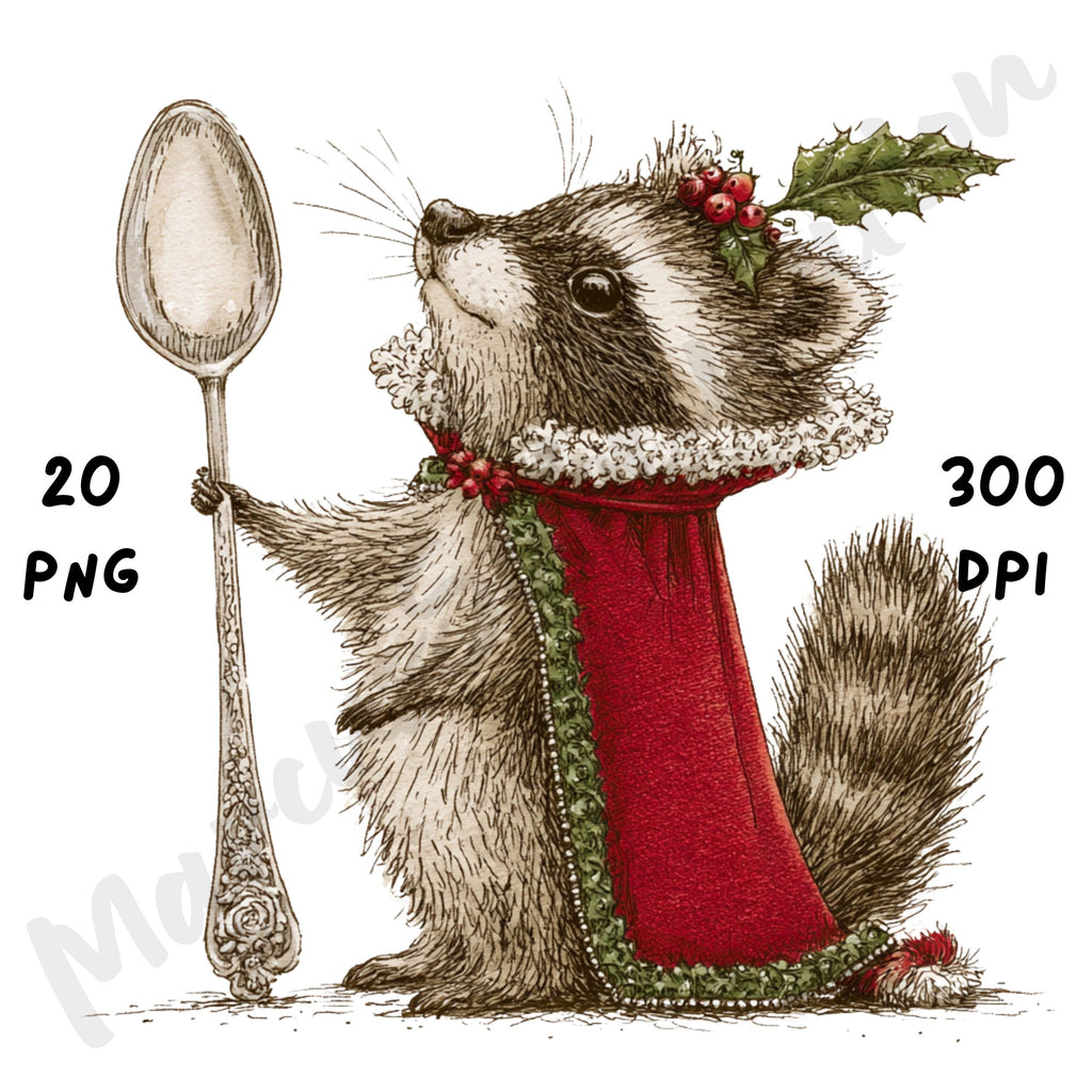 Christmas Raccoon Clipart