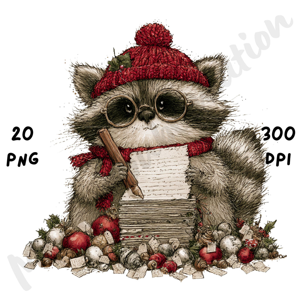 Christmas Raccoon Clipart