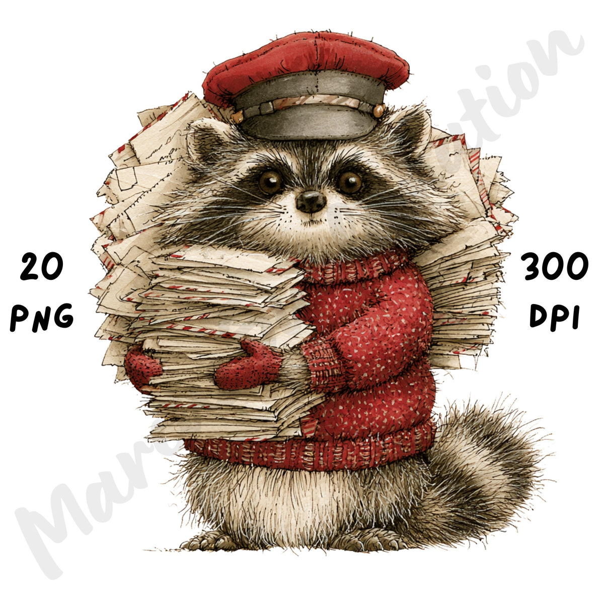 Christmas Raccoon Clipart
