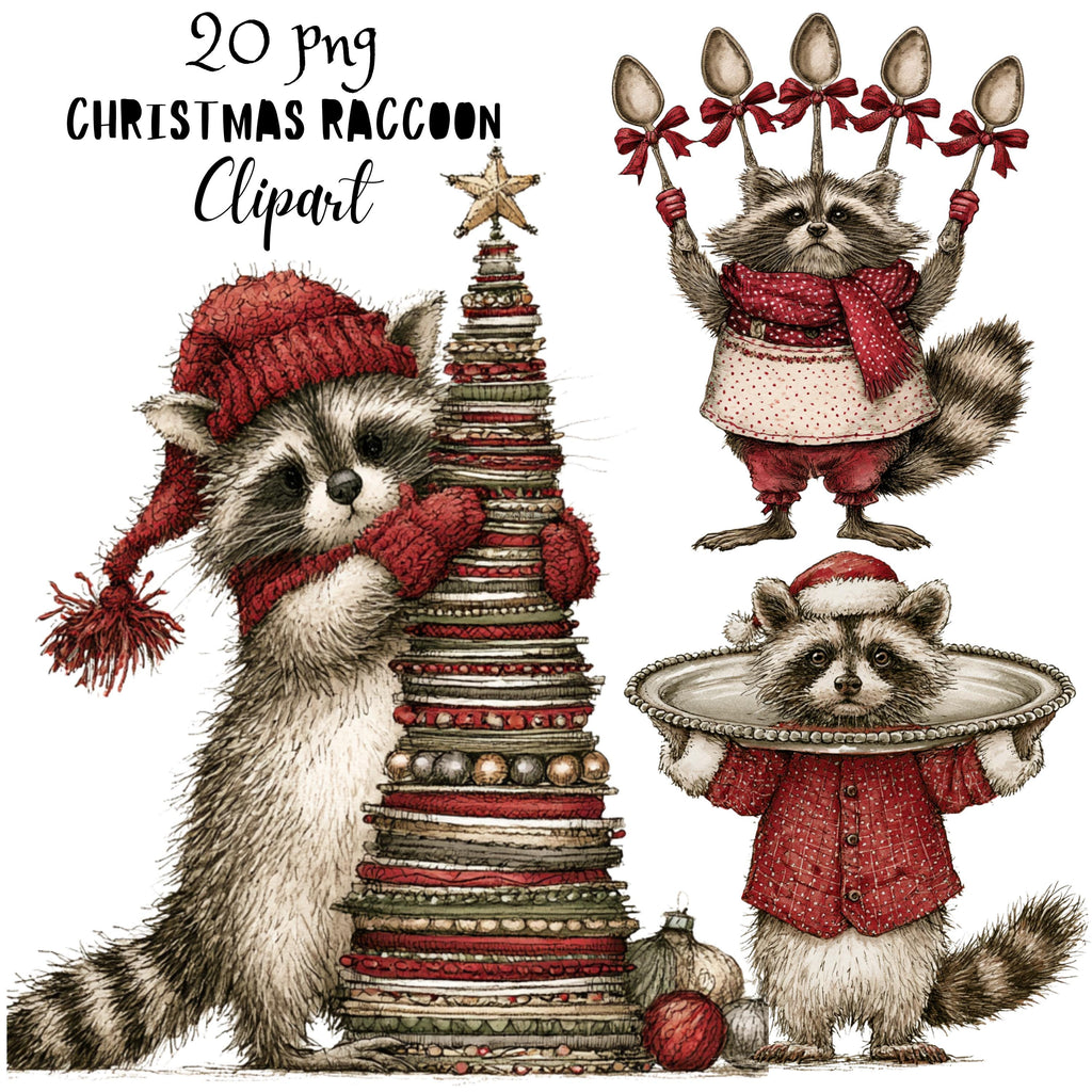 Christmas Raccoon Clipart