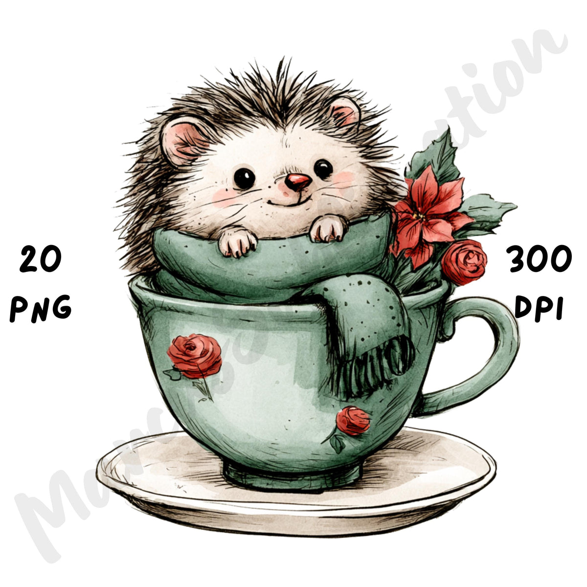 Christmas Hedgehog Clipart