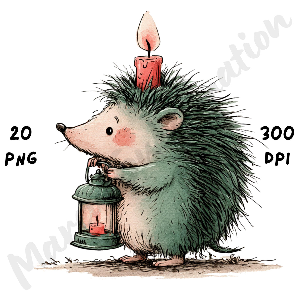 Christmas Hedgehog Clipart
