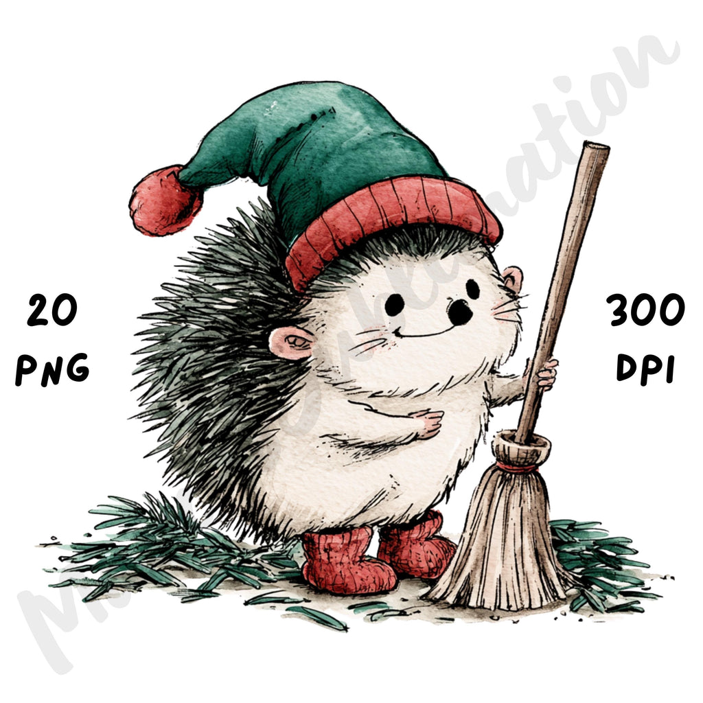 Christmas Hedgehog Clipart