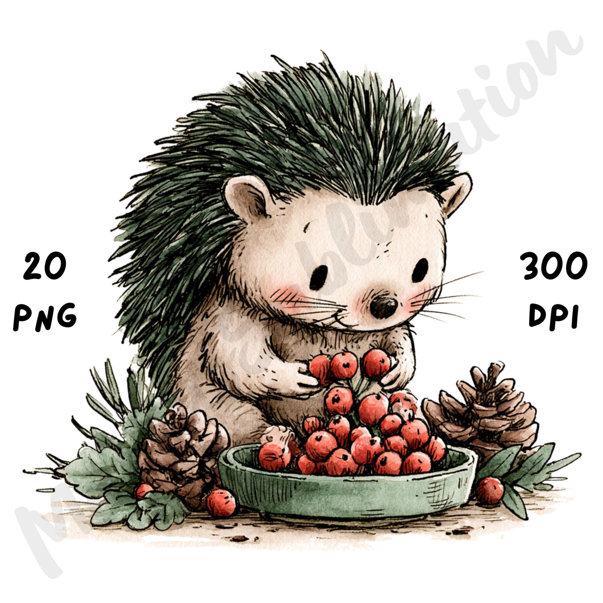 Christmas Hedgehog Clipart