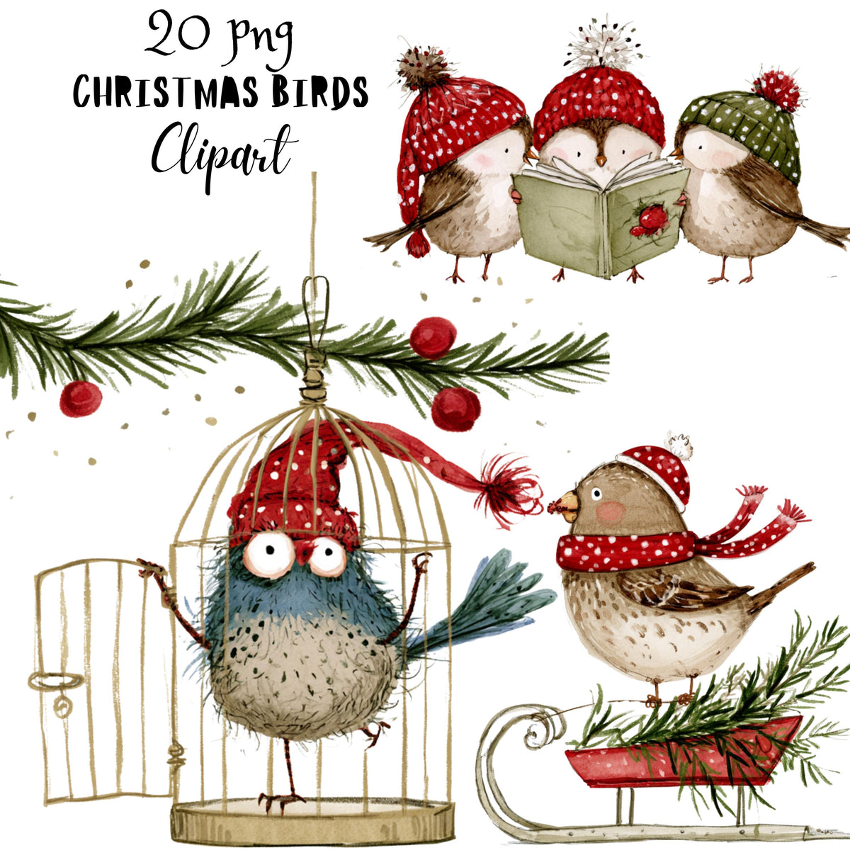 Christmas Birds Clipart