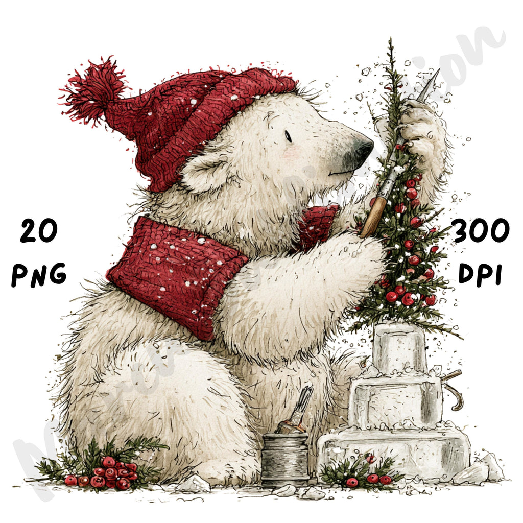 Christmas Polar Bear Clipart