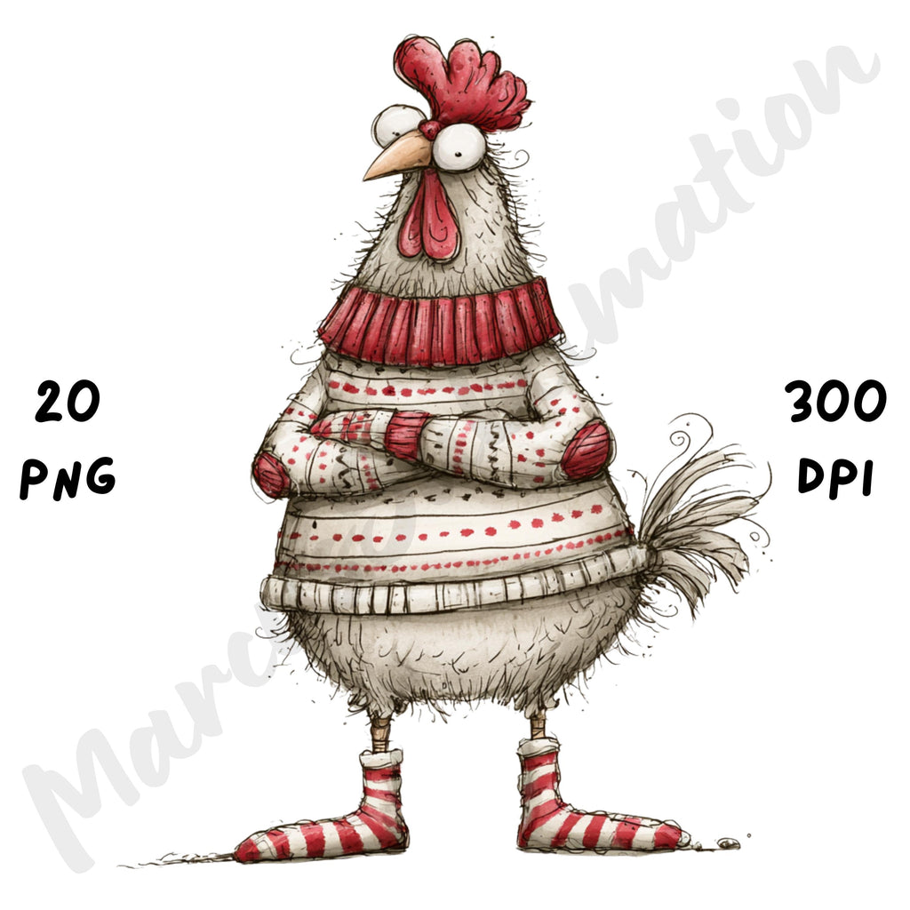 Christmas Chicken Clipart
