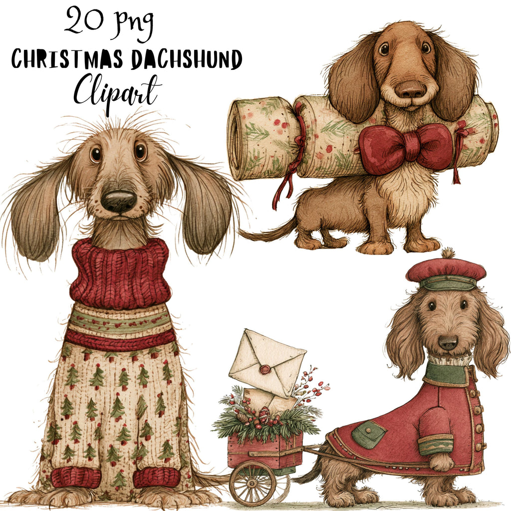 Christmas Dachshund Clipart