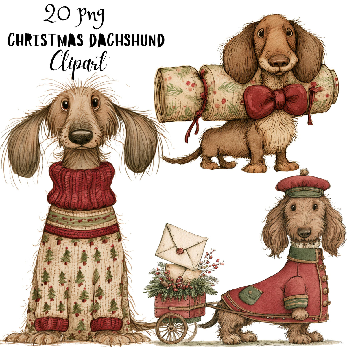 Christmas Dachshund Clipart