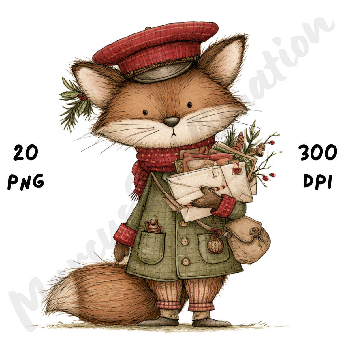 Christmas Fox Clipart