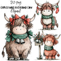 Christmas Highland Cow Clipart