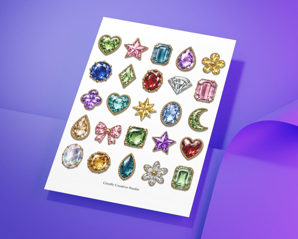 180+ Gemstone Fussy Cuts Printable, Jewel Crystal Ephemera, Colorful Gem Cut Outs for Junk Journal, Scrapbook, Collage & Paper Crafts