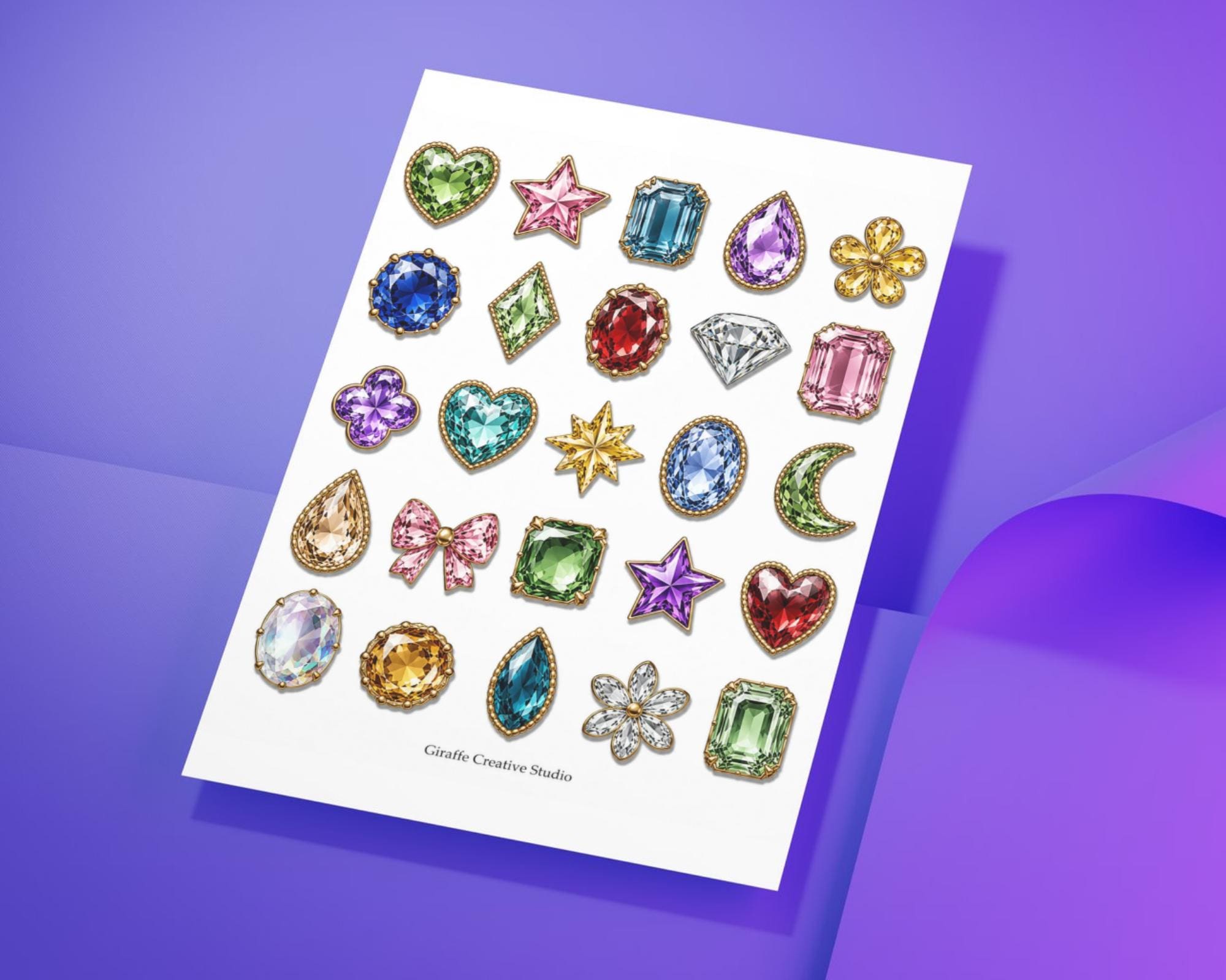 180+ Gemstone Fussy Cuts Printable, Jewel Crystal Ephemera, Colorful Gem Cut Outs for Junk Journal, Scrapbook, Collage & Paper Crafts
