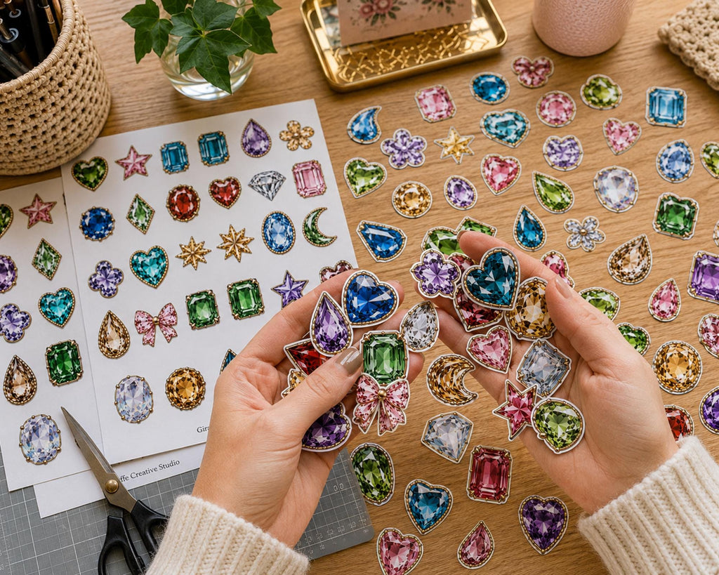 180+ Gemstone Fussy Cuts Printable, Jewel Crystal Ephemera, Colorful Gem Cut Outs for Junk Journal, Scrapbook, Collage & Paper Crafts