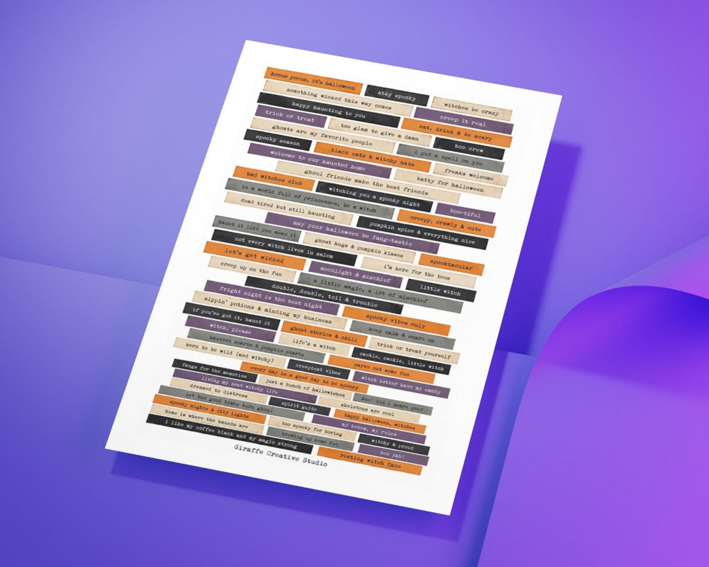 350+ Halloween Phrase Fussy Cuts Printable, Spooky Words Quote Strips, Witchy Text Ephemera for Junk Journal, Scrapbook, Collage Card Making