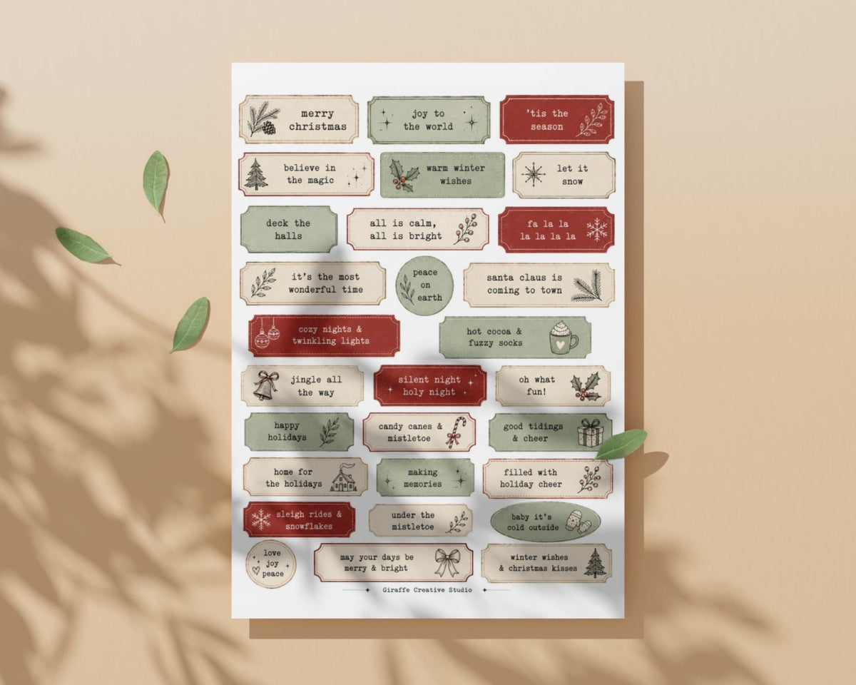 300+ Christmas Phrase Fussy Cuts Printable, Holiday Words & Quote Strips, Festive Text Ephemera for Journal, Scrapbook, Collage Card Making
